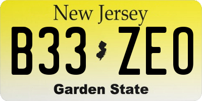NJ license plate B33ZEO