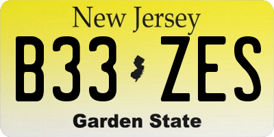NJ license plate B33ZES