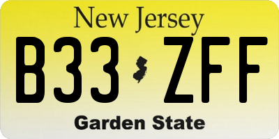 NJ license plate B33ZFF