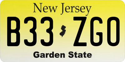 NJ license plate B33ZGO