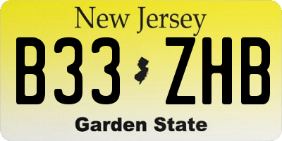 NJ license plate B33ZHB
