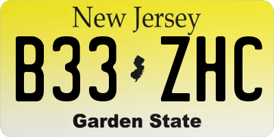 NJ license plate B33ZHC