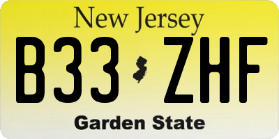 NJ license plate B33ZHF