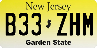 NJ license plate B33ZHM