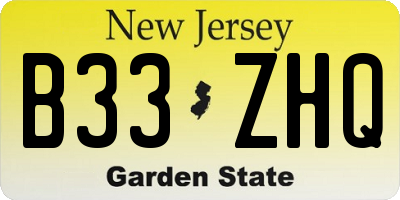 NJ license plate B33ZHQ