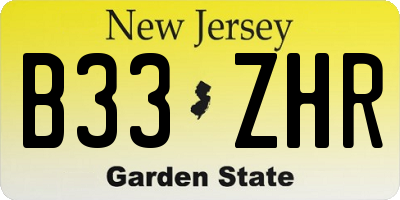 NJ license plate B33ZHR