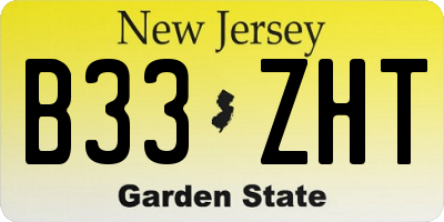 NJ license plate B33ZHT