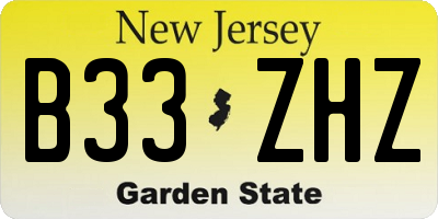 NJ license plate B33ZHZ