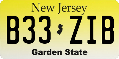 NJ license plate B33ZIB
