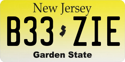 NJ license plate B33ZIE