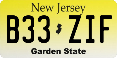 NJ license plate B33ZIF