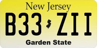 NJ license plate B33ZII