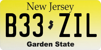 NJ license plate B33ZIL