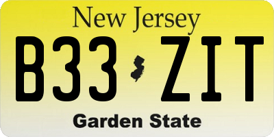 NJ license plate B33ZIT