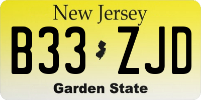 NJ license plate B33ZJD