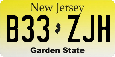 NJ license plate B33ZJH