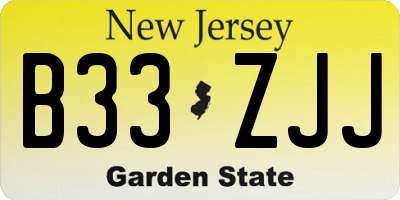 NJ license plate B33ZJJ