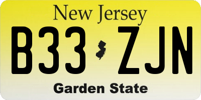 NJ license plate B33ZJN