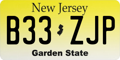 NJ license plate B33ZJP