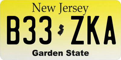 NJ license plate B33ZKA