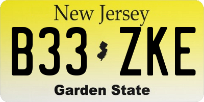 NJ license plate B33ZKE