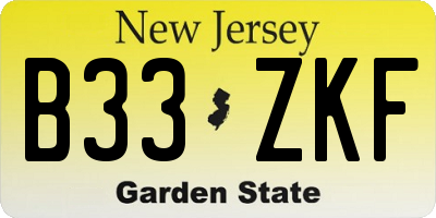 NJ license plate B33ZKF