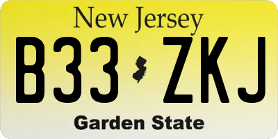 NJ license plate B33ZKJ