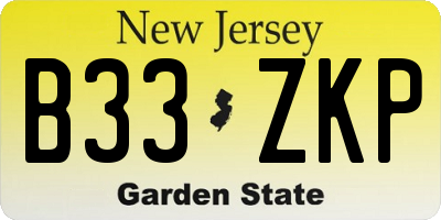 NJ license plate B33ZKP