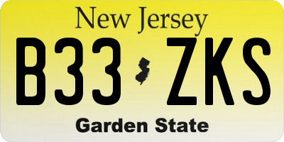 NJ license plate B33ZKS