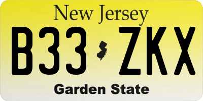 NJ license plate B33ZKX
