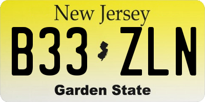NJ license plate B33ZLN