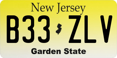 NJ license plate B33ZLV