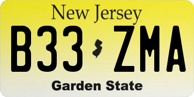 NJ license plate B33ZMA