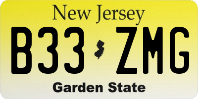 NJ license plate B33ZMG