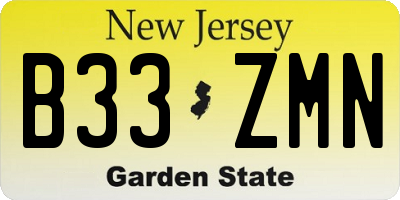 NJ license plate B33ZMN