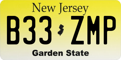 NJ license plate B33ZMP