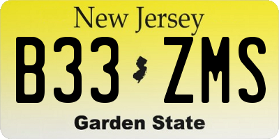 NJ license plate B33ZMS