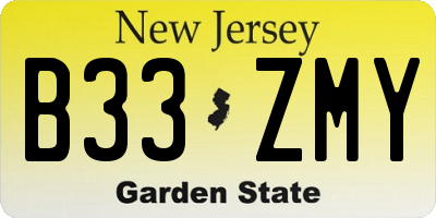 NJ license plate B33ZMY