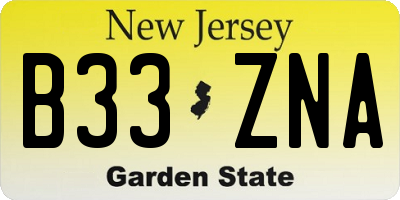 NJ license plate B33ZNA