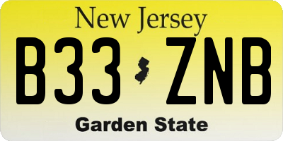 NJ license plate B33ZNB