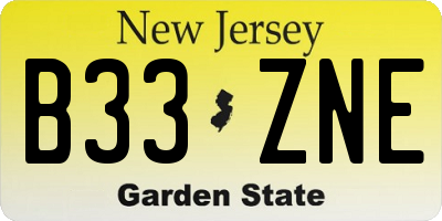 NJ license plate B33ZNE