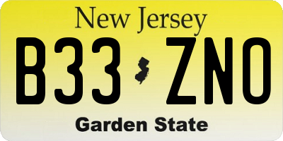 NJ license plate B33ZNO