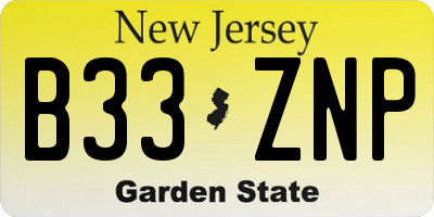 NJ license plate B33ZNP