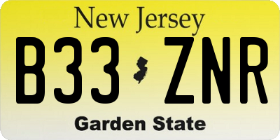 NJ license plate B33ZNR