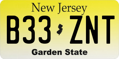 NJ license plate B33ZNT