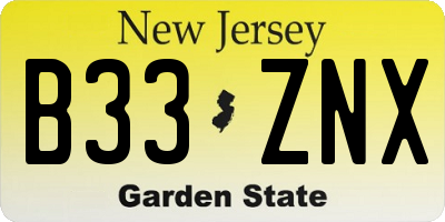 NJ license plate B33ZNX