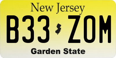 NJ license plate B33ZOM