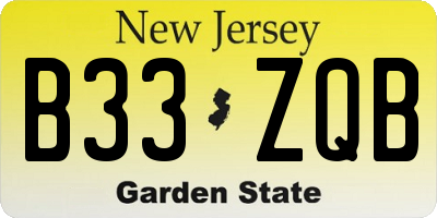 NJ license plate B33ZQB