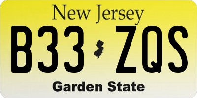 NJ license plate B33ZQS