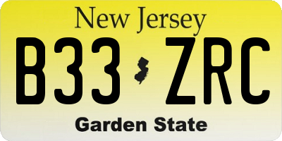 NJ license plate B33ZRC